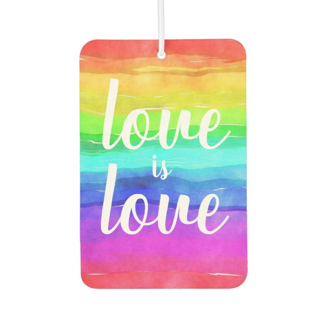 Love is Love| Pride Rainbow Watercolor Air Freshener (Front)
