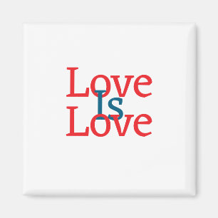 Love is love pride red blue June LGBTQ simple text Magnet