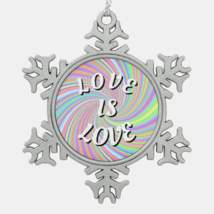 Love Is Love Pride Snowflake Pewter Christmas Ornament