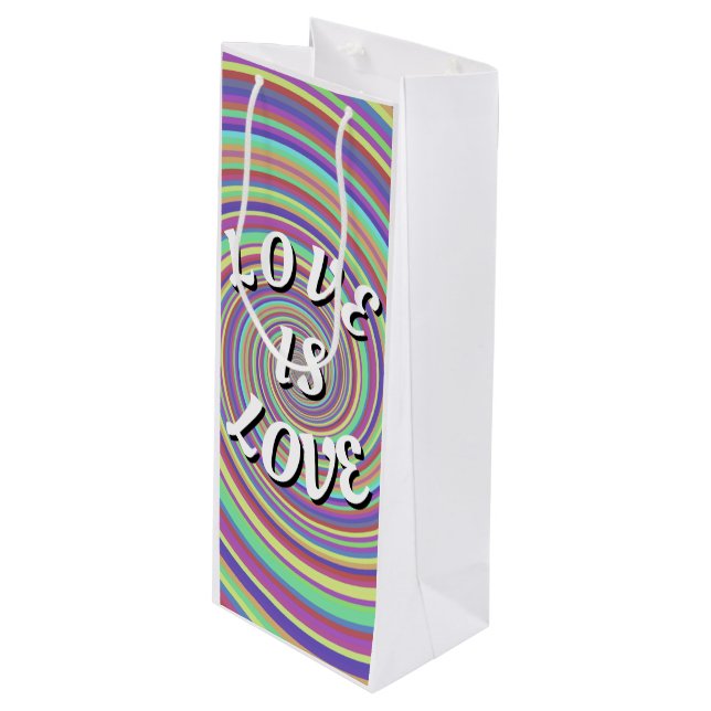 Love Is Love Pride  Wine Gift Bag (Front Angled)