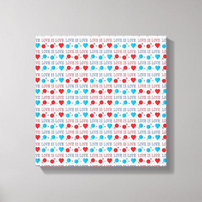 LOVE is LOVE quote in red and blue Canvas Print (Front)