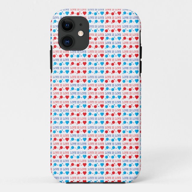 LOVE is LOVE quote in red and blue Case-Mate iPhone Case (Back)