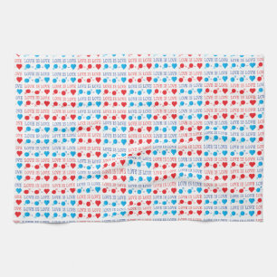 LOVE is LOVE quote in red and blue Kitchen Towel