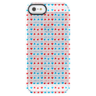 LOVE is LOVE quote in red and blue Clear iPhone SE/5/5s Case