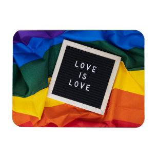 Love is Love Quotes LGBTQ Rainbow Flag Country Magnet