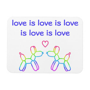 Love is Love Rainbow Balloon Dogs Card Magnet