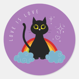 LOVE IS LOVE – Rainbow Black Cat Sticker