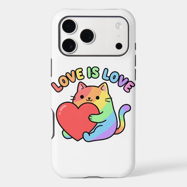 Love Is Love Rainbow Cat Gift, Cute Pride (Verso)