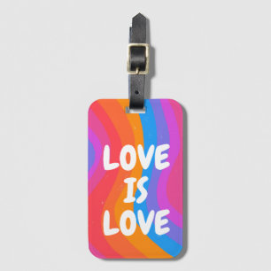 LOVE IS LOVE RAINBOW Colourful Cool & Fun Stripes Luggage Tag