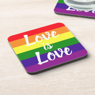 Love is Love Rainbow Colours LGBTQ Pride Coaster