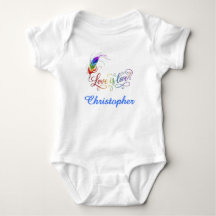 Love is Love Rainbow Feather Personalized Boy Baby