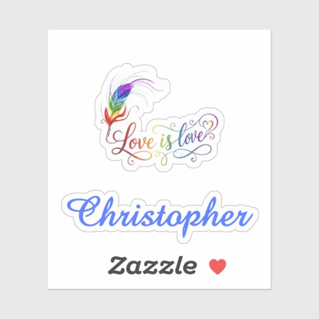 Love is Love Rainbow Feather Personalized Boy Viny (Sheet)