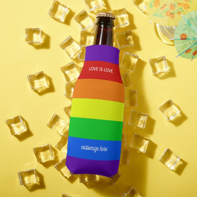 Love is Love Rainbow Gay Pride Parade Bottle Cooler (In Situ Summer)