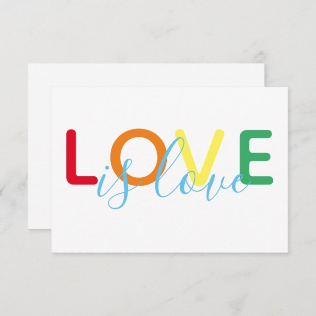 Love is Love Rainbow Gay Wedding RSVP (Front/Back)