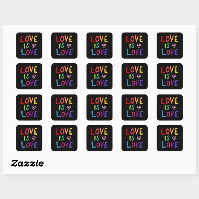 LOVE IS LOVE Rainbow Handlettering Set of  Square Sticker (Sheet)
