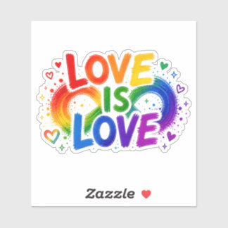 Love Is Love Rainbow Heart Die-Cut Sticker