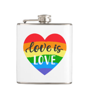 Love is Love Rainbow Heart Hip Flask