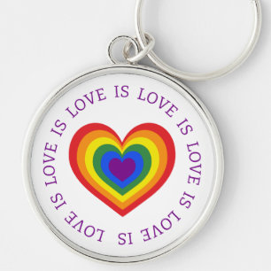 Love is Love Rainbow Heart LGBTQ Pride Keychain