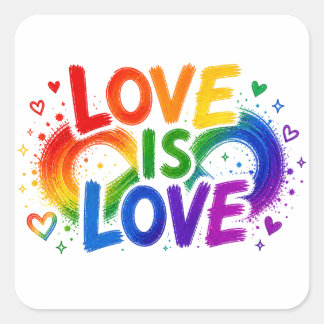Love Is Love Rainbow Heart Square Sticker