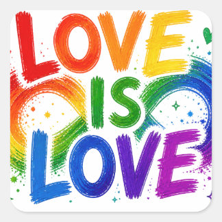 Love Is Love Rainbow Heart Square Sticker