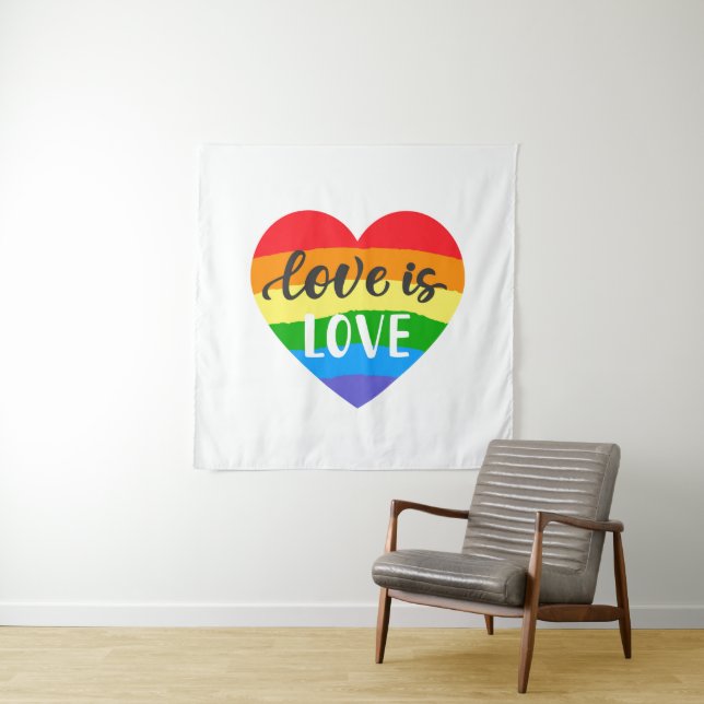 Love is Love Rainbow Heart Tapestry (In Situ)
