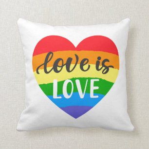 Love is Love Rainbow Heart Throw Pillow