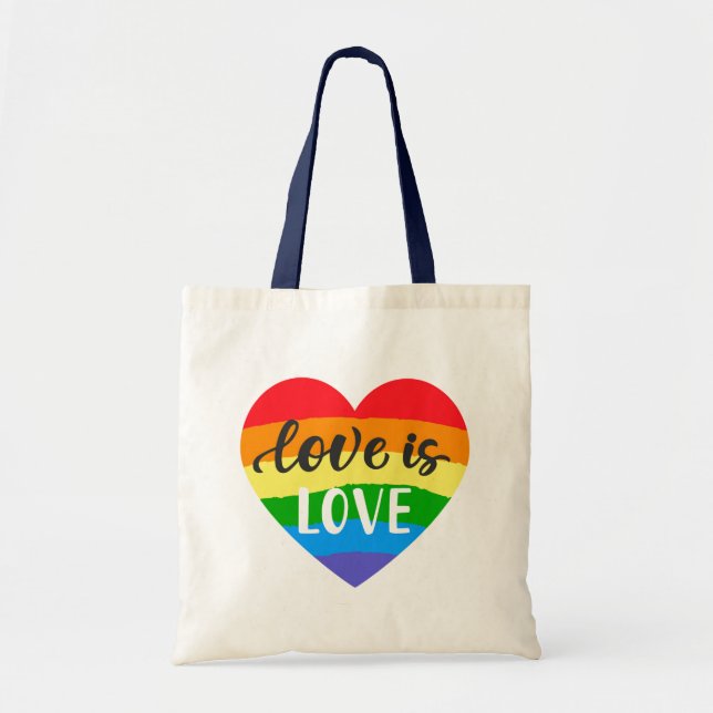 Love is Love Rainbow Heart Tote Bag (Front)