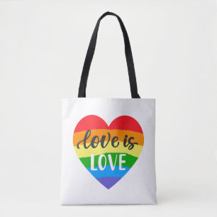 Love is Love Rainbow Heart Tote Bag