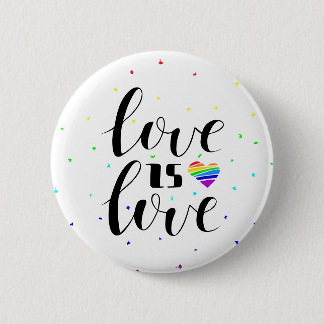 Love is Love | Rainbow Hearts 2 Inch Round Button (Front)