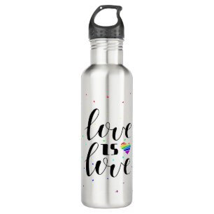 Love is Love   Rainbow Hearts 710 Ml Water Bottle