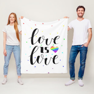 Love is Love   Rainbow Hearts Fleece Blanket