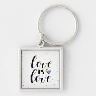 Love is Love   Rainbow Hearts Keychain