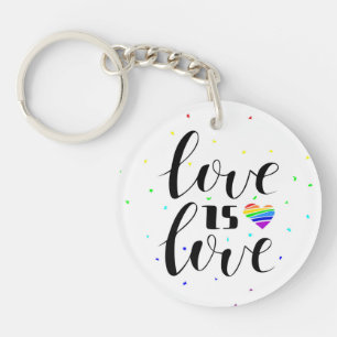 Love is Love   Rainbow Hearts Keychain