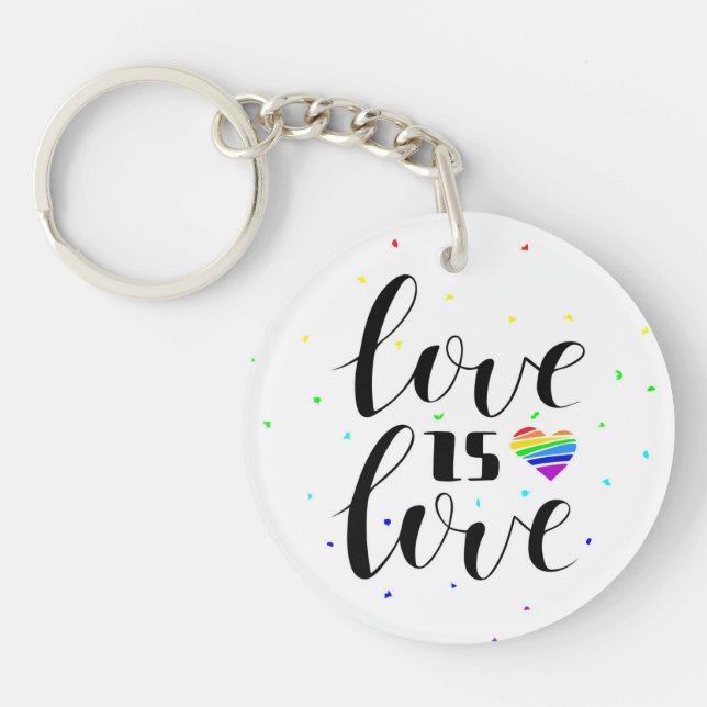 Love is Love | Rainbow Hearts Keychain (Front)