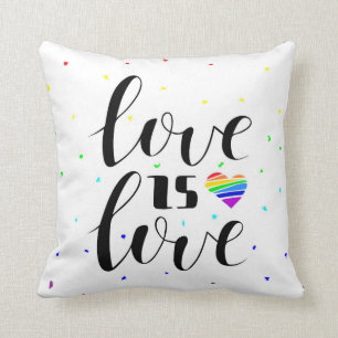 Love is Love   Rainbow Hearts Throw Pillow