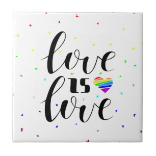 Love is Love Rainbow Hearts Tile