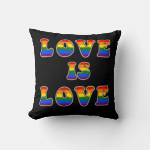 Love is Love Rainbow Letters Gay Community Throw Pillow