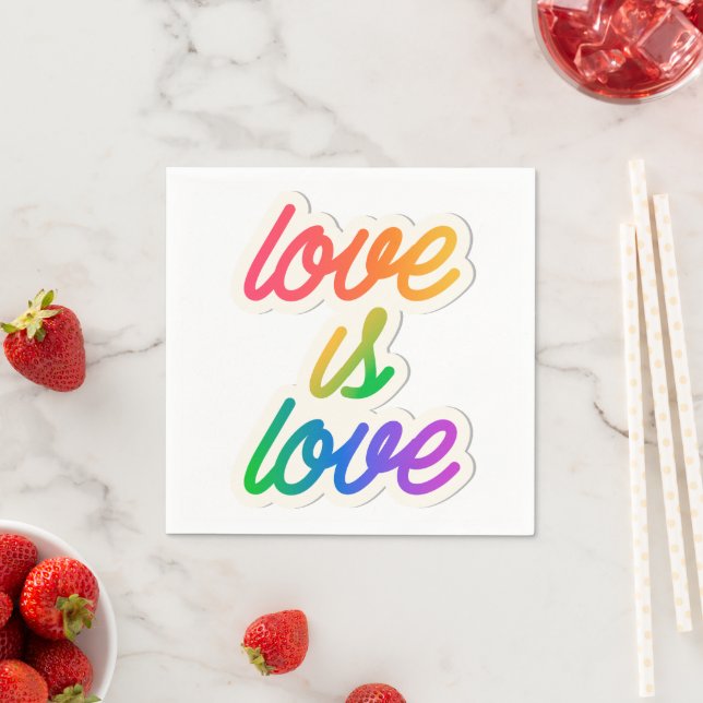 Love is love Rainbow LGBT – Colourful Gay Pride Napkin (Insitu)