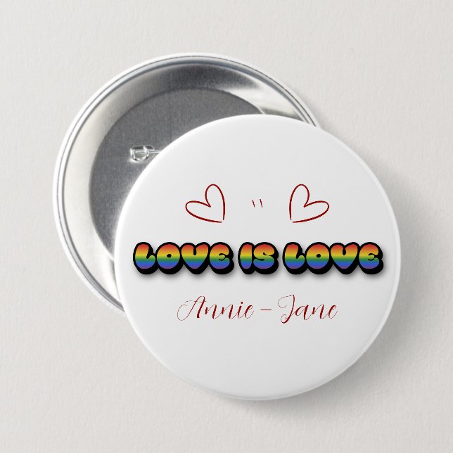 Love is Love Rainbow LGBTQ Button (Front & Back)