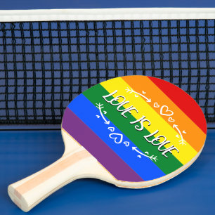 Love is Love Rainbow LGBTQ Pride Ping Pong Paddle