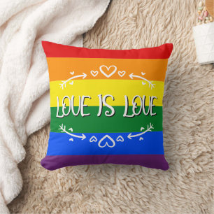 Love is Love Rainbow LGBTQ Pride Throw Pillow