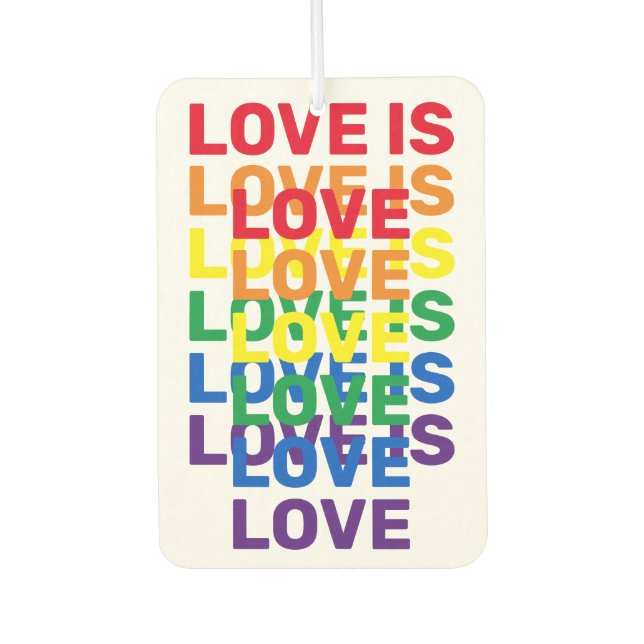 Love is love rainbow modern typography pattern air freshener (Front)