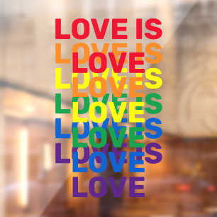 Love is love rainbow modern typography pattern window cling