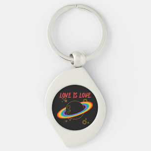 Love is love. Rainbow planet. LGBTQ+pride Key Keychain