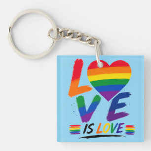 Love Is Love – Rainbow Pride Brush Design Keychain