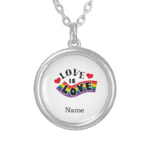 Love Is Love Rainbow Ribbon Typography with Hearts