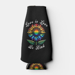 Love Is Love Rainbow Sunflower LGBT+ Gay Lesbian P Bottle Cooler