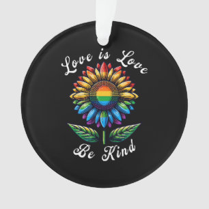 Love Is Love Rainbow Sunflower LGBT+ Gay Lesbian P Ornament