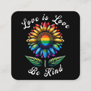 Love Is Love Rainbow Sunflower LGBT+ Gay Lesbian P Square Business Card