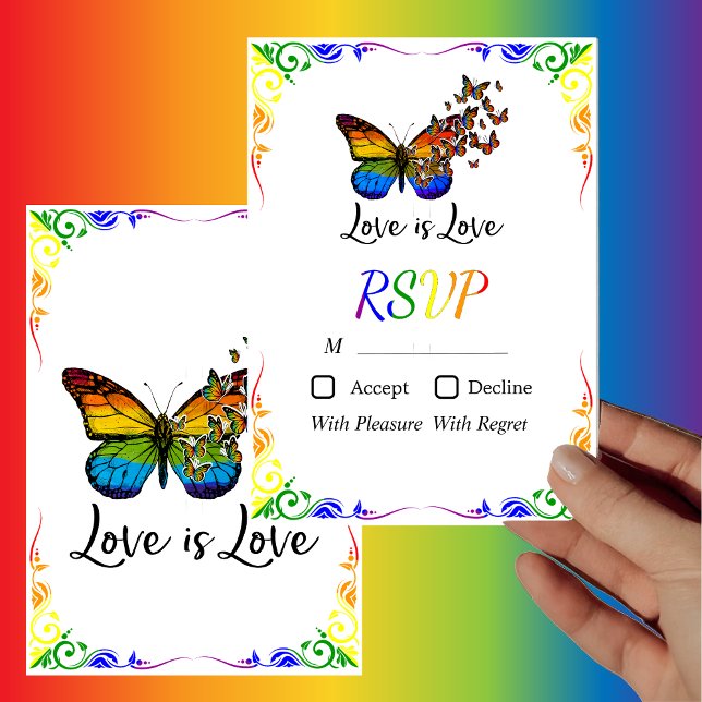 Love is Love Rainbow Theme Wedding RSVP Card (Creator Uploaded)